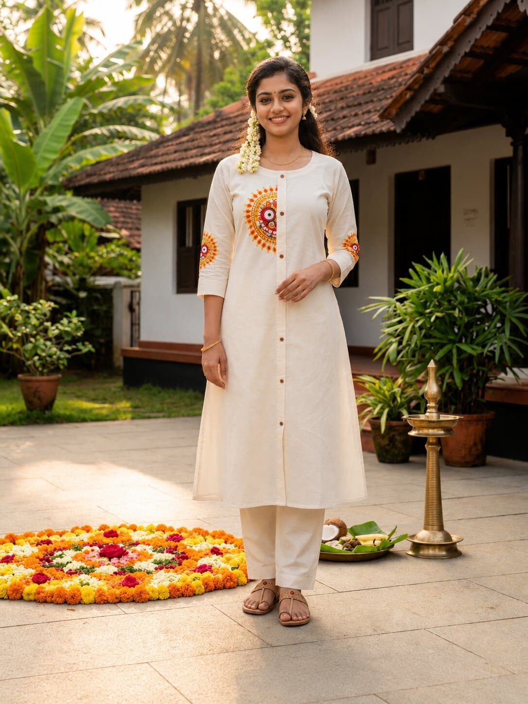 Kairali — The classic Kasavu set with a temple border