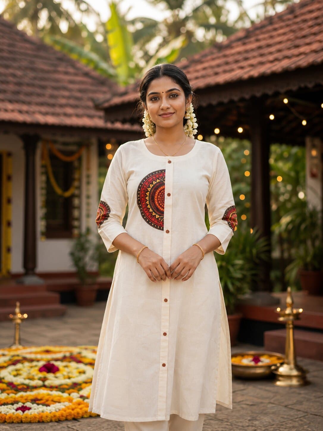 Poornima — Flowing anarkali with delicate tonal thread florals