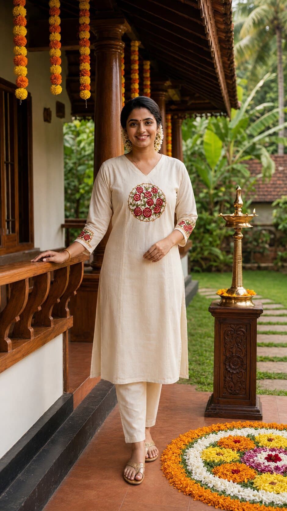Vaanam — Ivory silk-cotton anarkali lifted with fine zari
